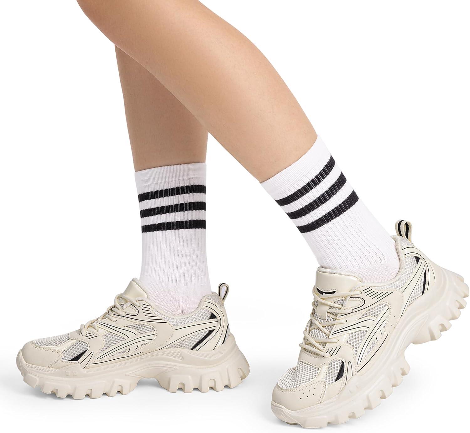 imageDREAM PAIRS Womens Platform Chunky Fashion Sneakers Y2K Maeve LaceUp Comfortable Sneakers Casual Walking ShoesBeigepu