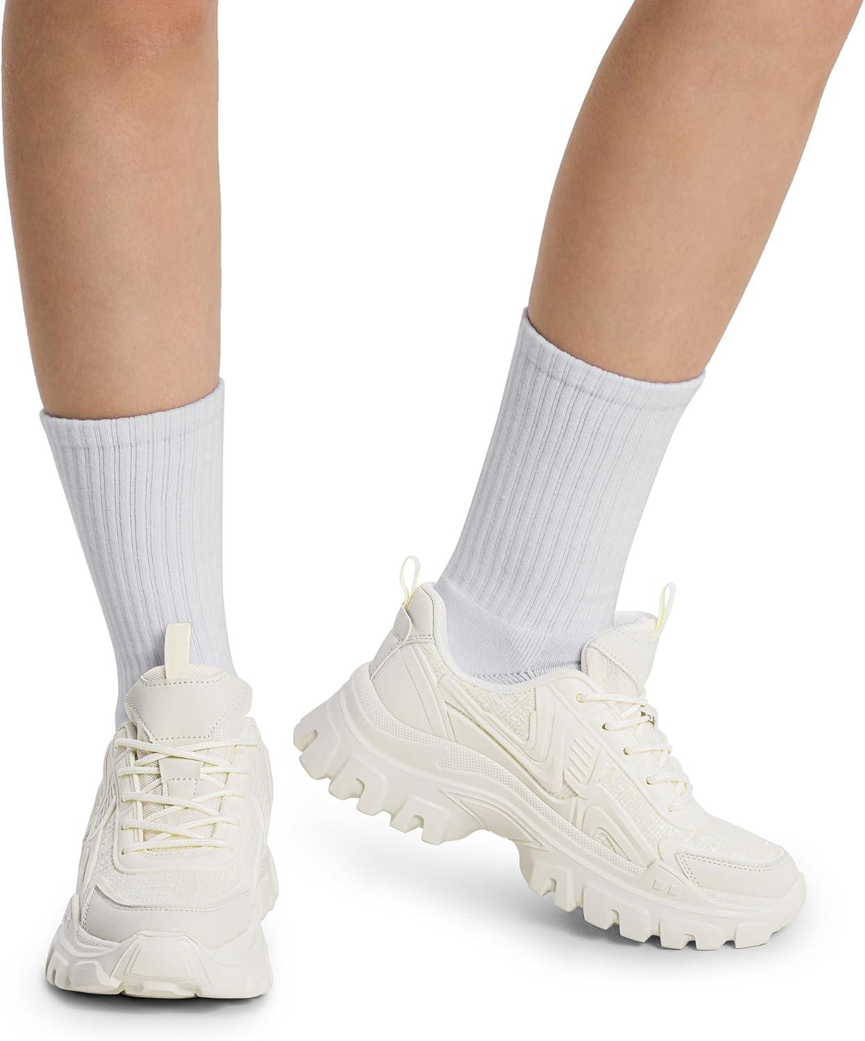 imageDREAM PAIRS Womens Platform Chunky Fashion Sneakers Y2K Maeve LaceUp Comfortable Sneakers Casual Walking ShoesSize 85WhiteSDFN2419W