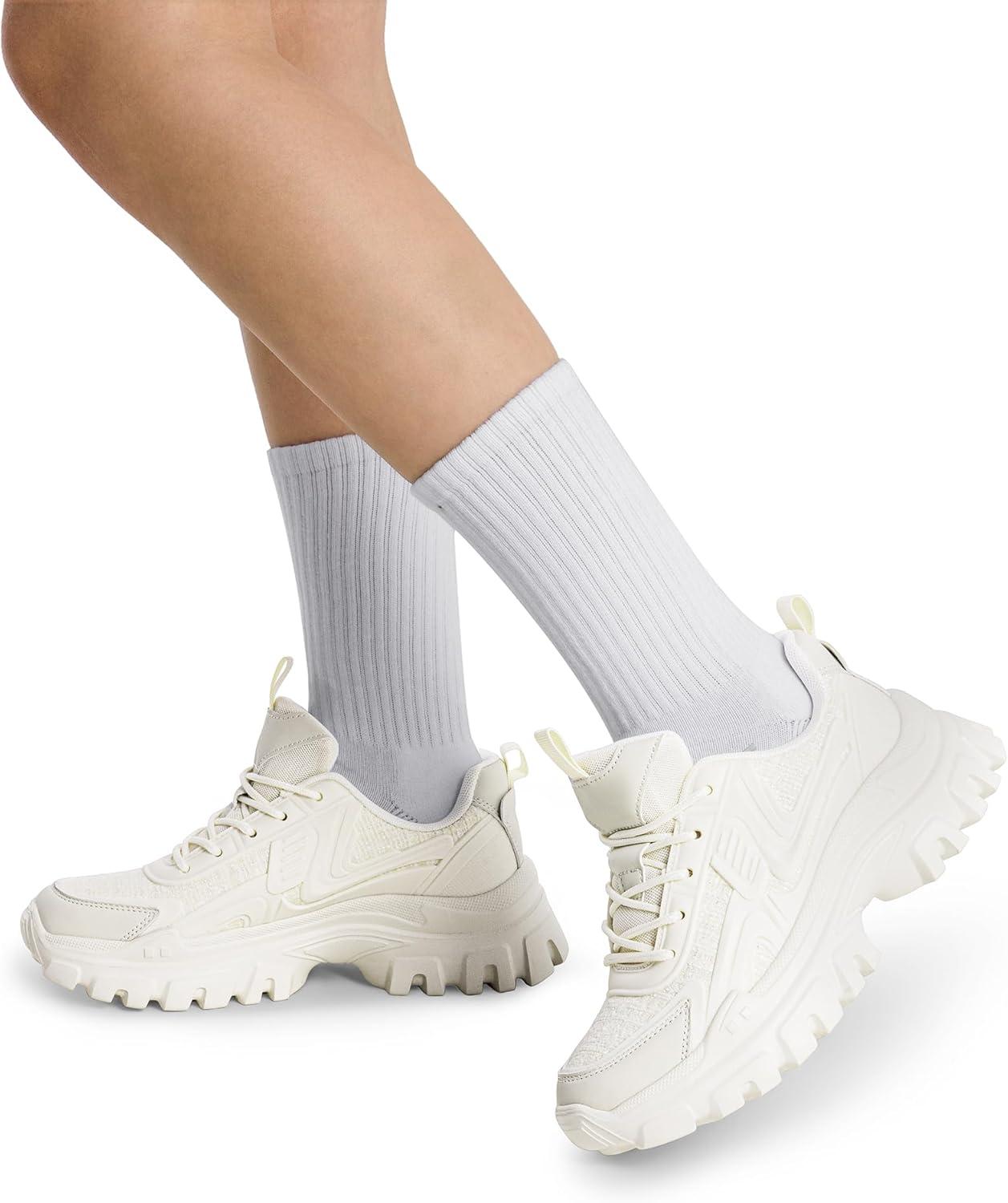 imageDREAM PAIRS Womens Platform Chunky Fashion Sneakers Y2K Maeve LaceUp Comfortable Sneakers Casual Walking ShoesSize 85WhiteSDFN2419W