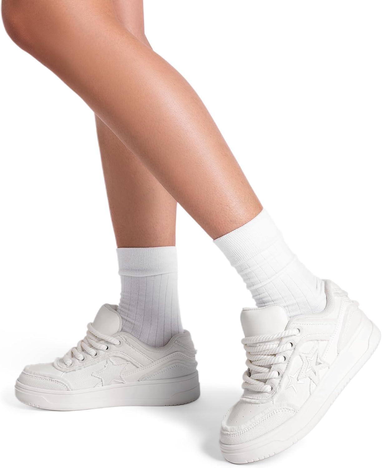 imageDREAM PAIRS Womens Sneakers Walking LaceUp Comfortable Casual Rube Flat LowTop Fashion Sneakers ShoesWhite