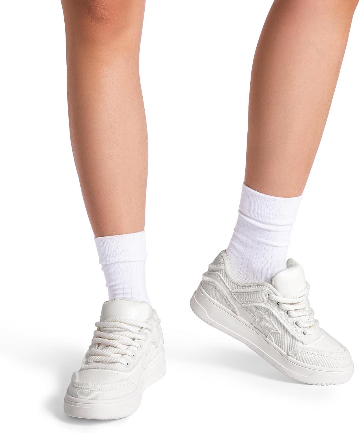 imageDREAM PAIRS Womens Sneakers Walking LaceUp Comfortable Casual Rube Flat LowTop Fashion Sneakers ShoesWhite