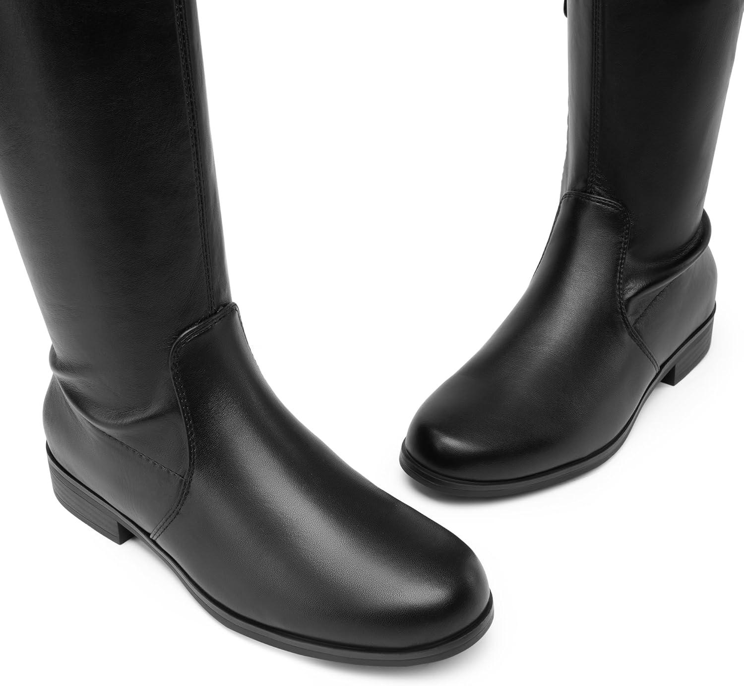 imageDREAM PAIRS Womens Thigh High Boots Low Block Heel Casual Fashion Over the Knee BootsBlackpu