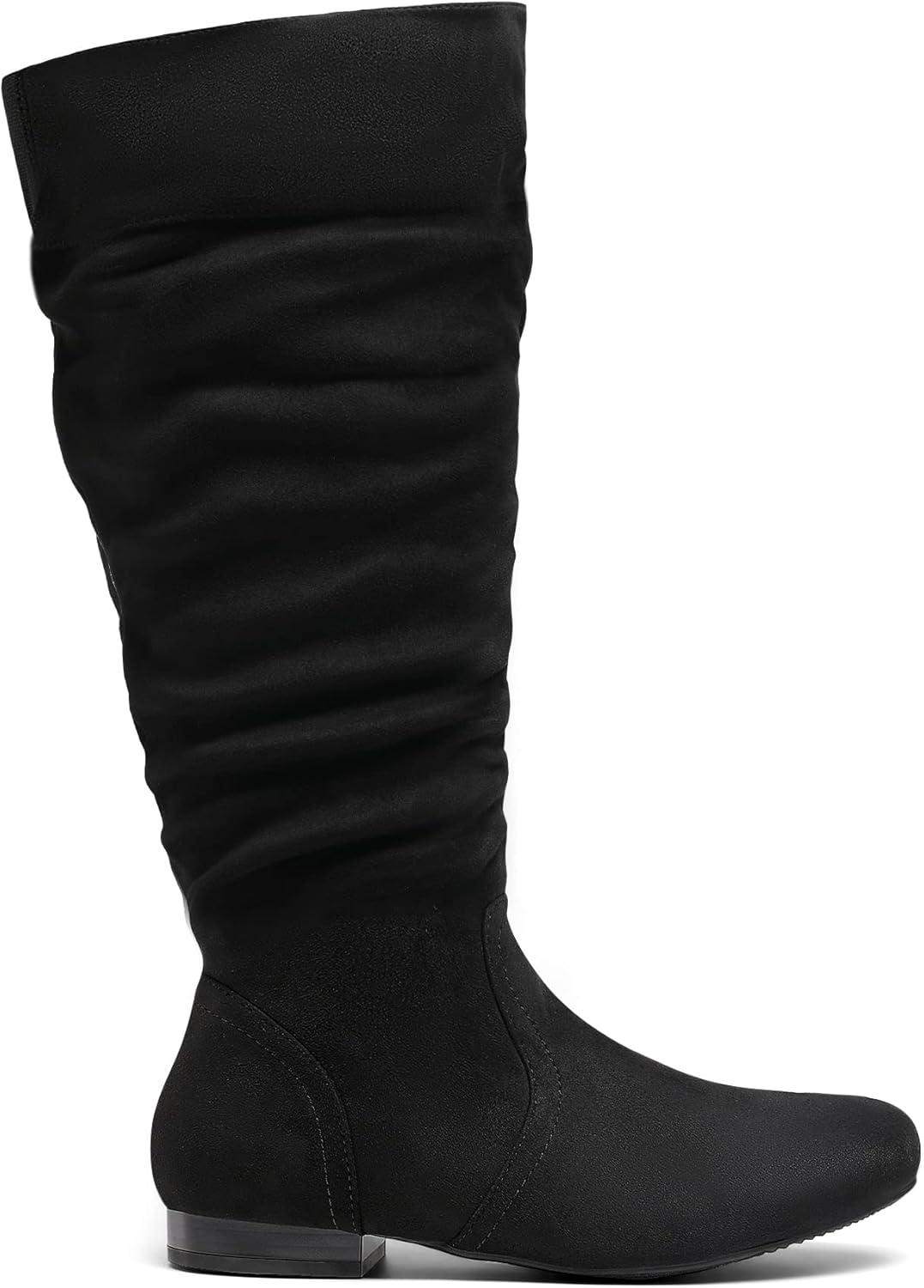 imageDREAM PAIRS Womens Wide Calf Knee High Pull On Fall Weather Winter BootsWideCalfBlack