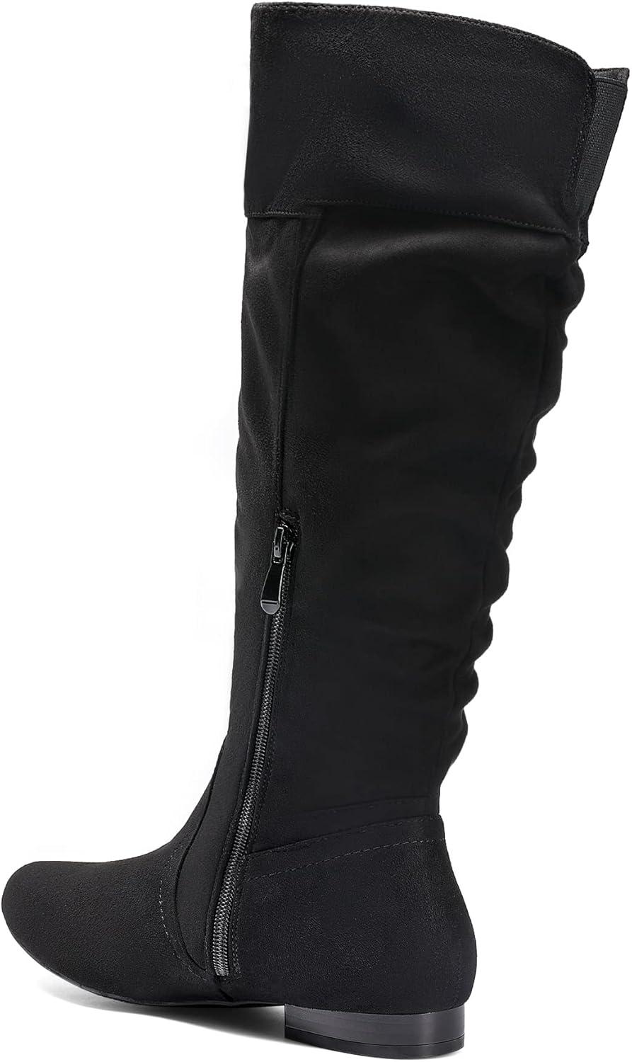 imageDREAM PAIRS Womens Wide Calf Knee High Pull On Fall Weather Winter BootsWideCalfBlack