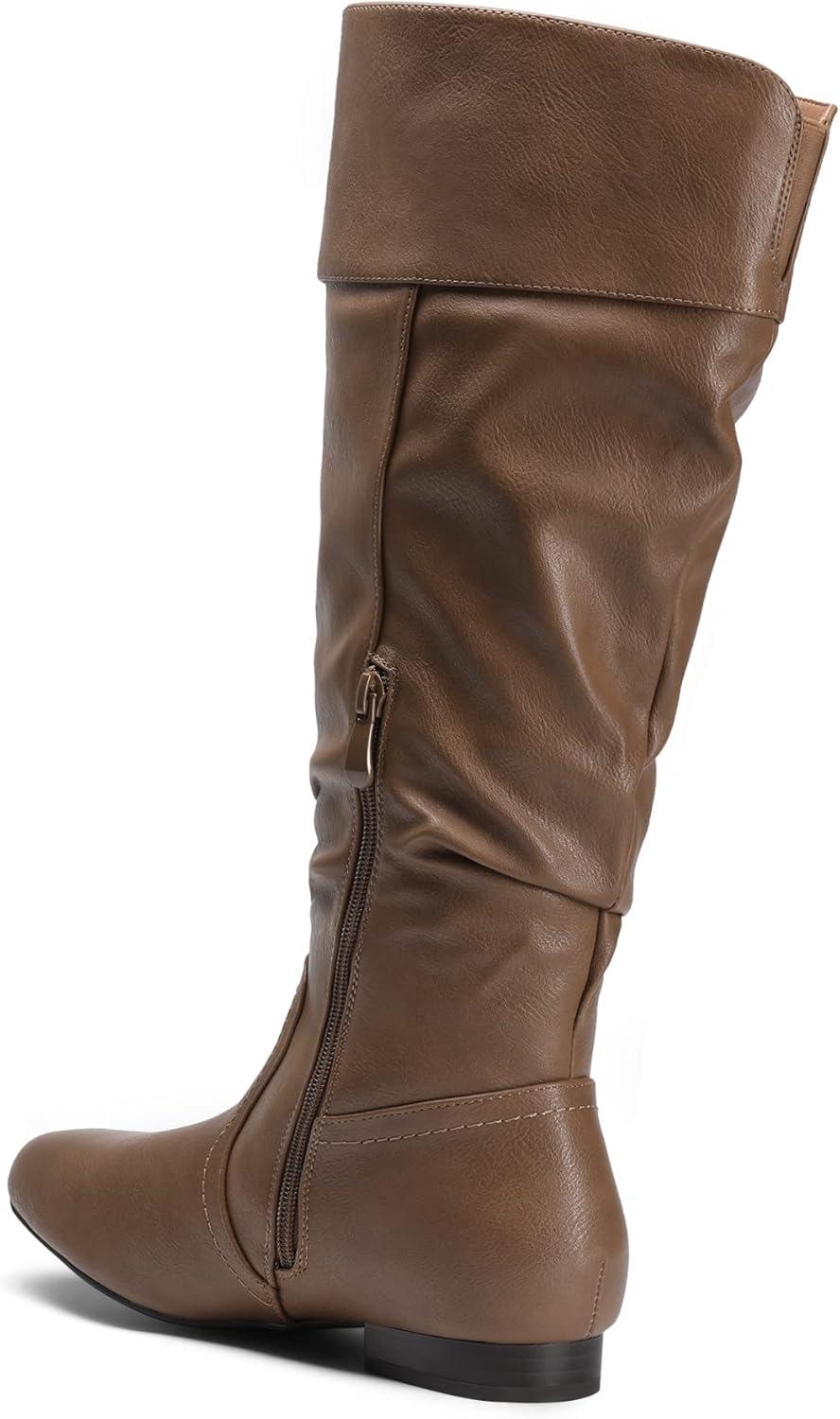 imageDREAM PAIRS Womens Wide Calf Knee High Pull On Fall Weather Winter BootsWideCalfCamel