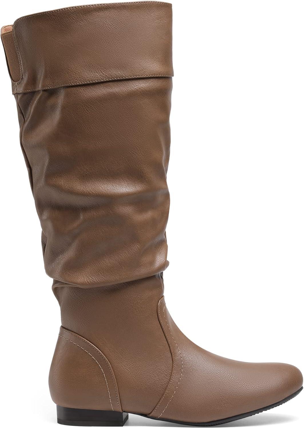 imageDREAM PAIRS Womens Wide Calf Knee High Pull On Fall Weather Winter BootsWideCalfCamel