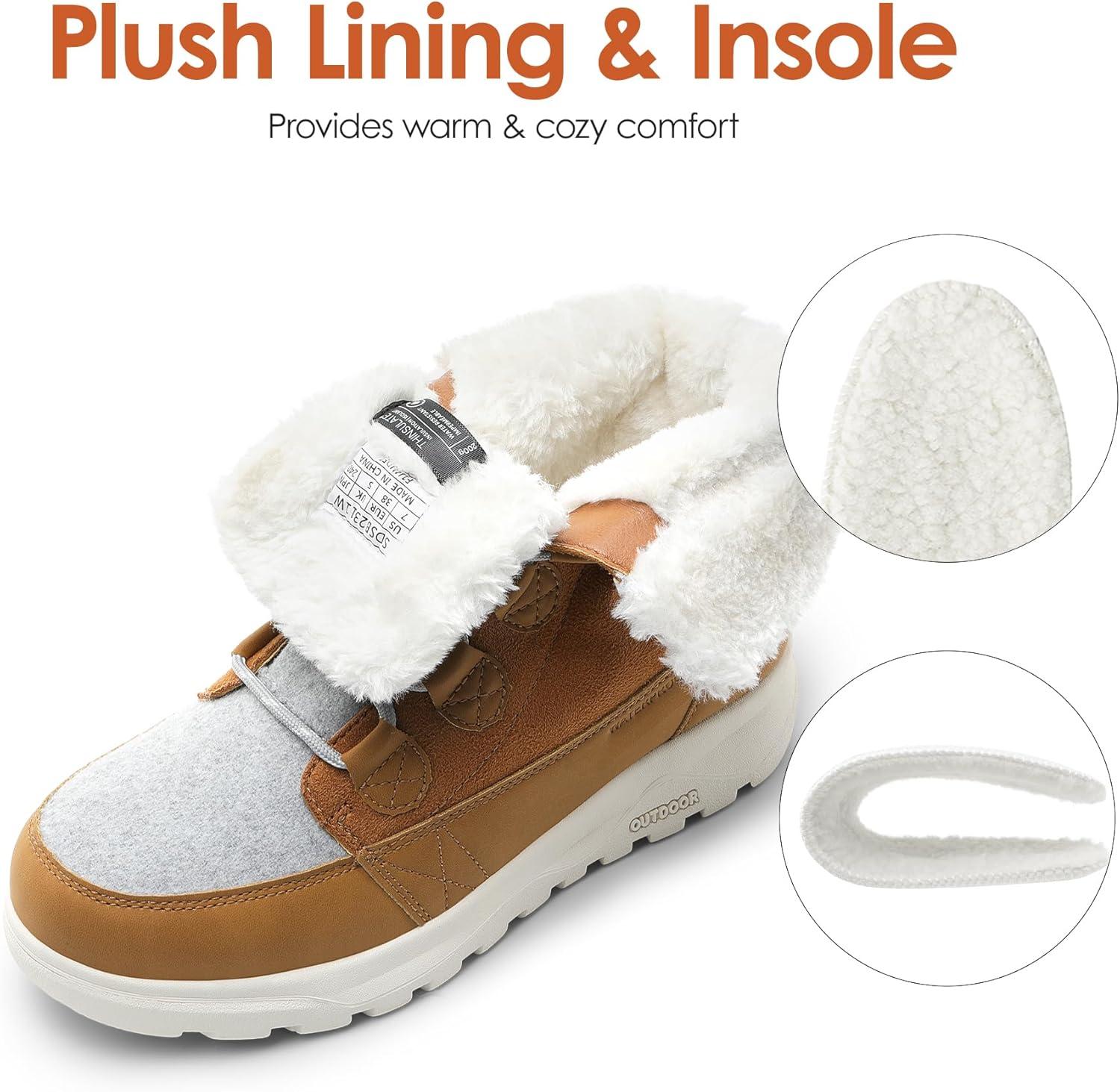 imageDREAM PAIRS Womens Winter Snow Boots Lace Up Warm Comfortable Faux Fur Lining Outdoor Ankle BootiesChestnut