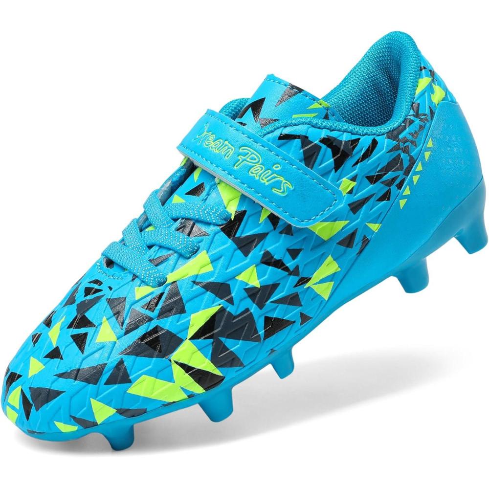 imageDREAM PAIRS Boys Girls Soccer Cleats Kids Football Shoes for LittleBig KidRoyal BlueNeon Green