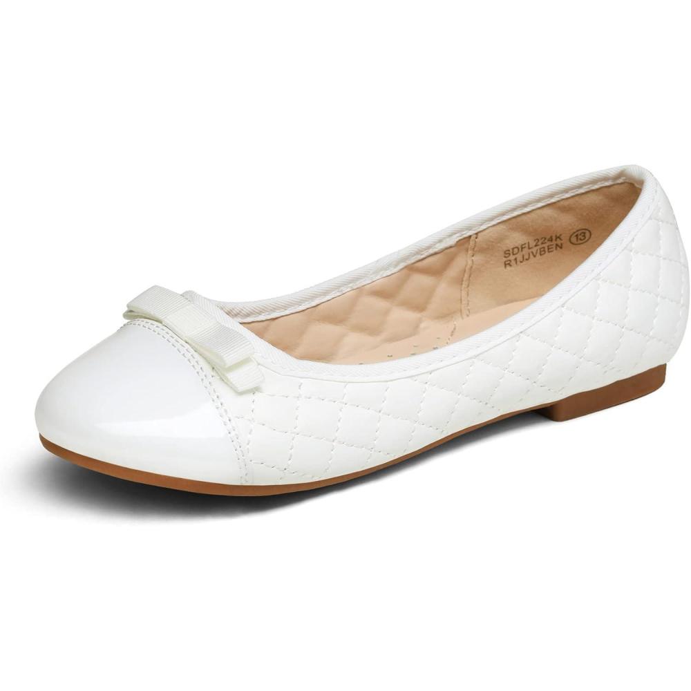 imageDREAM PAIRS Girls Dress Shoes Flower Girl Slipon Bow Ballet Flats for Wedding Party School Little KidBig KidWhite
