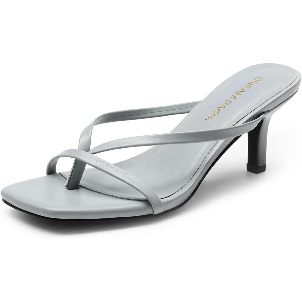 imageDREAM PAIRS Heels for Women Flip Flops Kitten Low Heels Open Square Toe Thong Heeled Sandals Fashion Comfort Shoes for Party Casual SlidesGrey