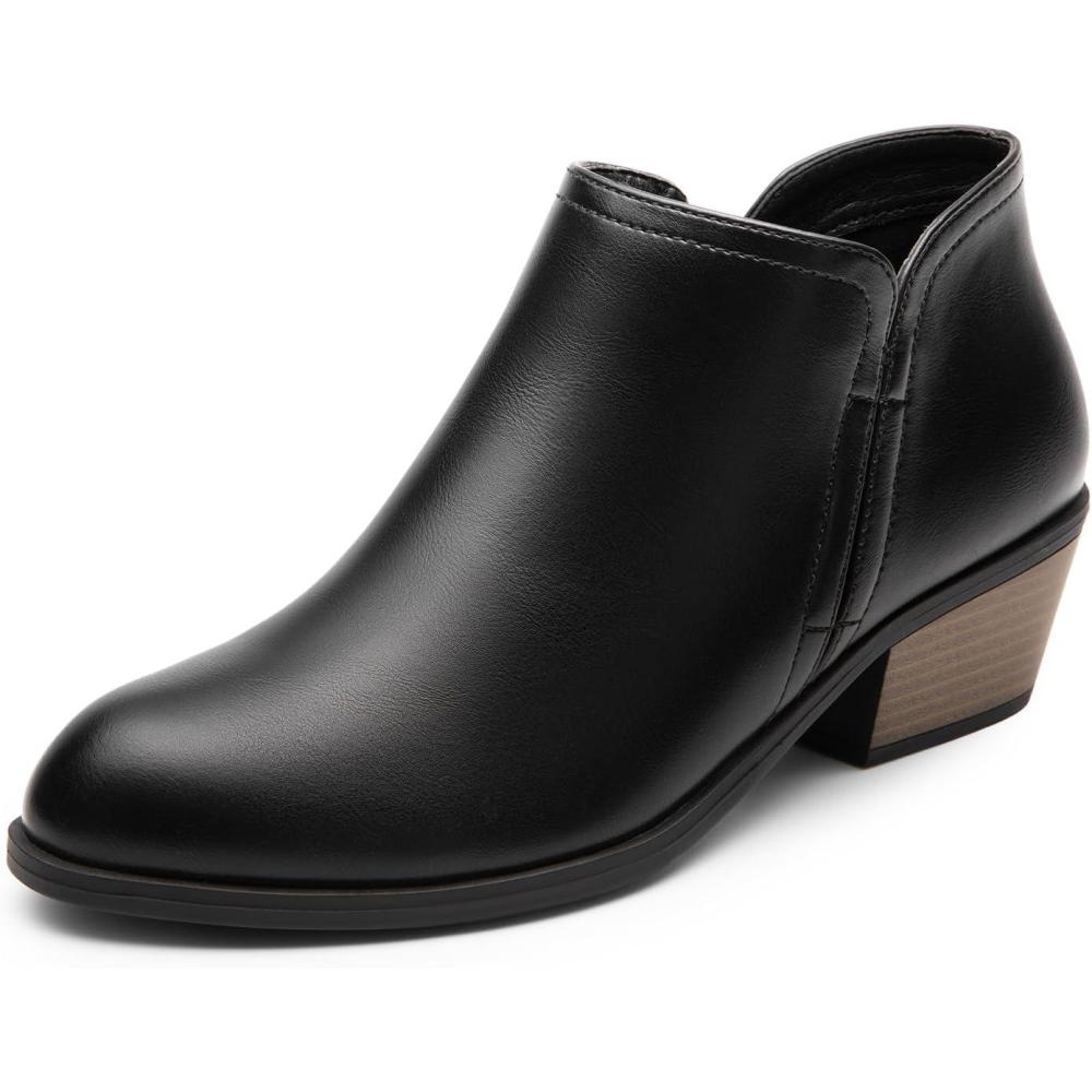 imageDREAM PAIRS Womens Ankle Boots Low Chunky Heel Comfortable Short Fall Booties ShoesBlackpu