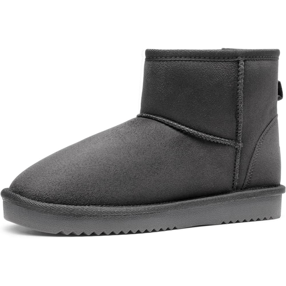 imageDREAM PAIRS Womens Black Brown Tan Grey Winter Snow Boots Classic Faux Fur Lined Slip On Ankle Boots