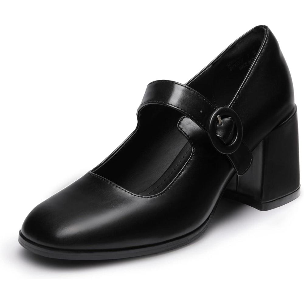 imageDREAM PAIRS Womens ClosedToe PumpsBlack Black Polyurethane