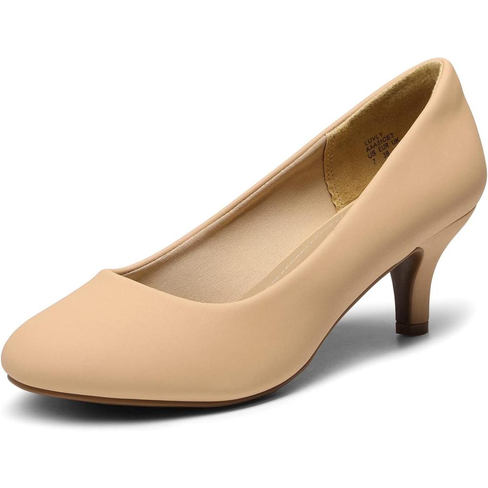 imageDREAM PAIRS Womens Dress Comfortable Low Heel Pump ShoesNudenubuck