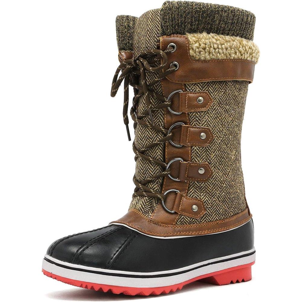 imageDREAM PAIRS Womens MidCalf Waterproof Winter Snow Boots MONTE02Brown