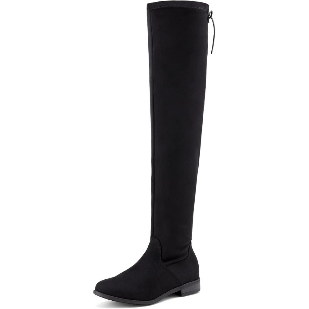 imageDREAM PAIRS Womens Over The Knee High Low Block Heel Riding Boots Uplace LeiBlack
