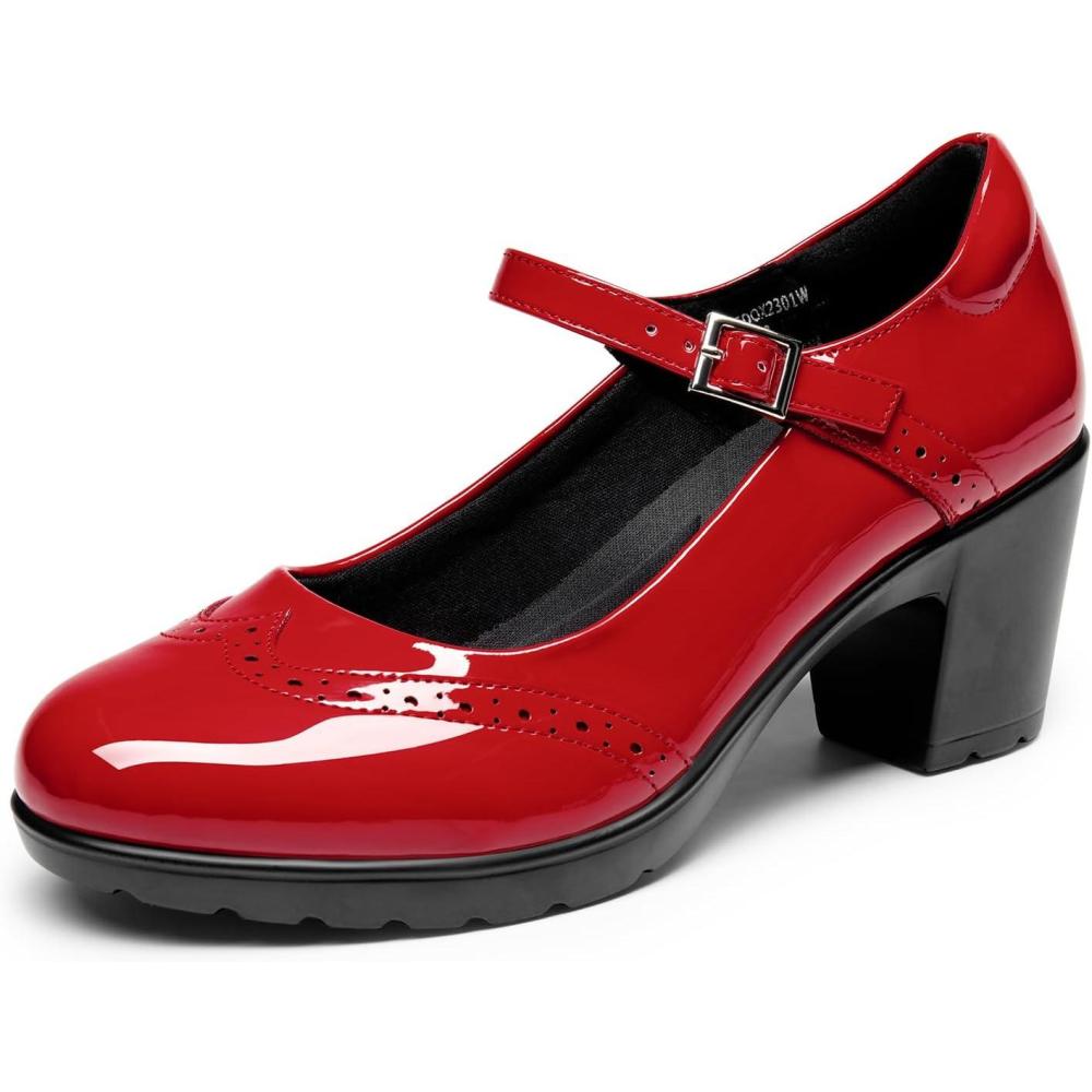 imageDREAM PAIRS Womens Oxfords Mary Jane Dress Shoes Heels for WomenRedpat