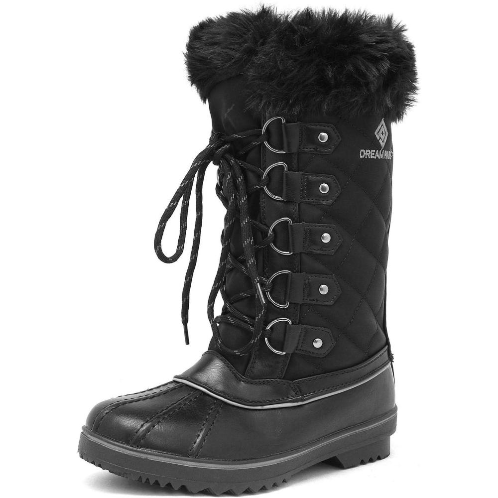 imageDREAM PAIRS Womens River1 Mid Calf Waterproof Winter Snow BootsBlack