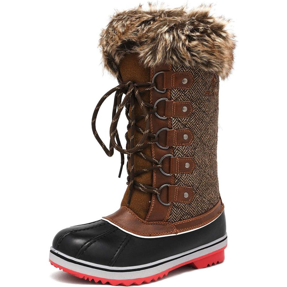 imageDREAM PAIRS Womens River1 Mid Calf Waterproof Winter Snow BootsBrown