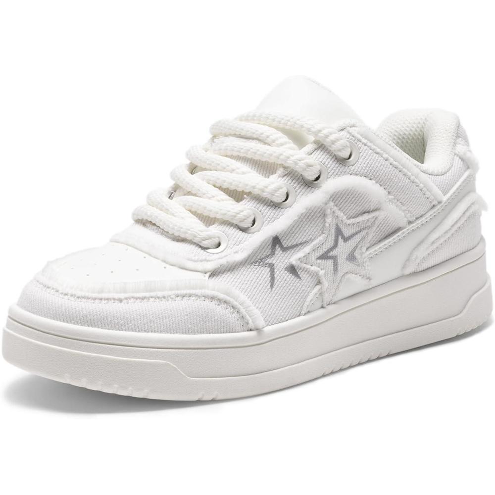 imageDREAM PAIRS Womens Sneakers Walking LaceUp Comfortable Casual Rube Flat LowTop Fashion Sneakers ShoesWhite