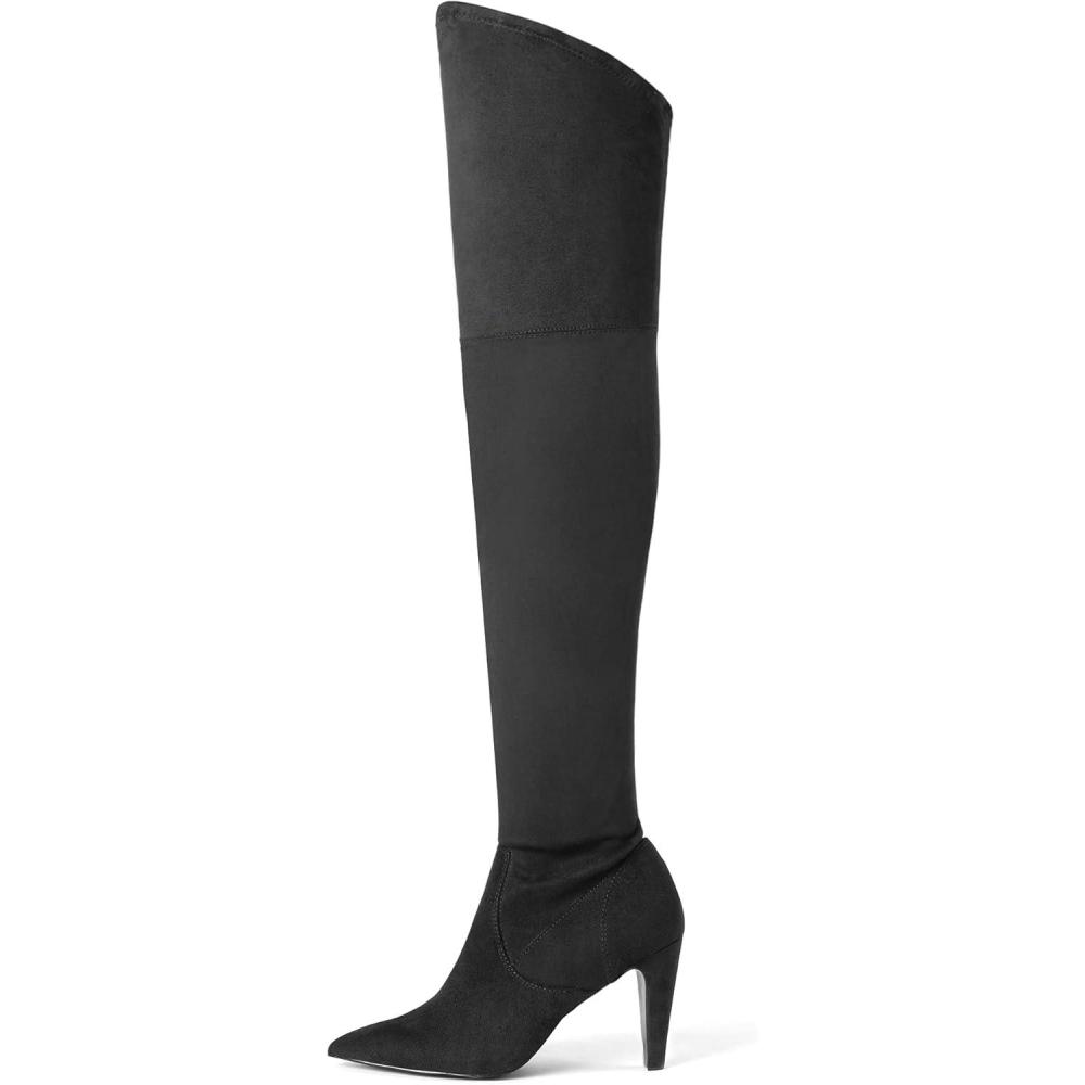 imageDREAM PAIRS Womens Thigh High Boots Over The Knee Heels Long Sexy Pointed Toe BootsBlackSuede