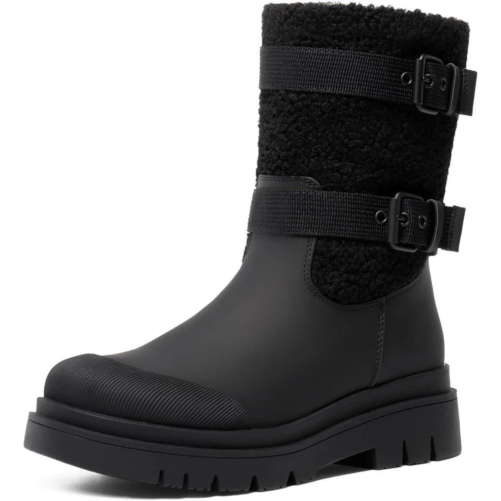 imageDREAM PAIRS Womens Waterproof Winter Snow Boots with Warm Comfortable Fur Lining Anti Slip Rubber MidCalf Booties Outdoor Sdsb2203W Black Size 8