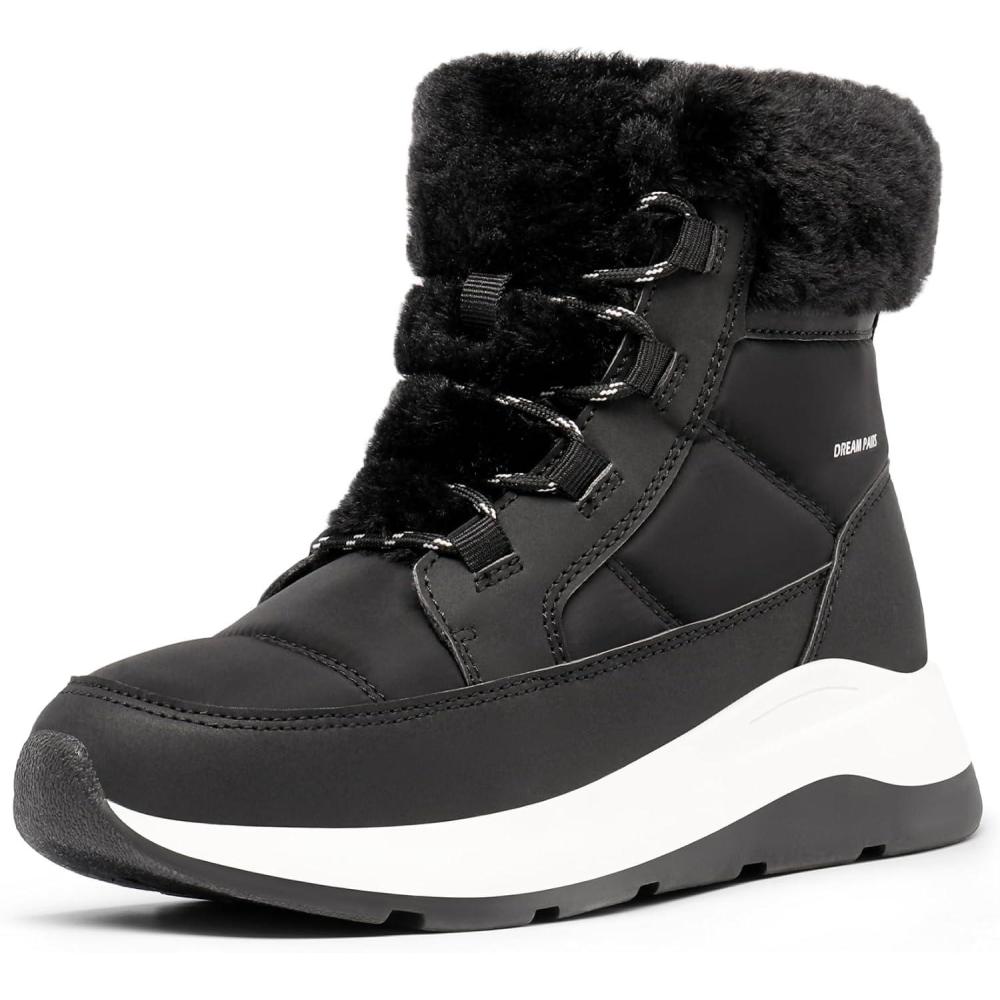 imageDREAM PAIRS Womens Winter Snow Boots Faux Fur Waterproof Ankle Booties Zaylee Ladies Comfortable Short Boots OutdoorBlack