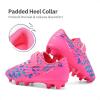 DREAM PAIRS Boys Girls Soccer Cleats Kids Football Shoes for Little/Big Kid(Hot Pink/Royalblue)