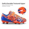 DREAM PAIRS Boys Girls Soccer Cleats Kids Football Shoes for Little/Big Kid(Orange/Blue)