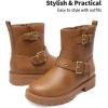 DREAM PAIRS Girls Ankle Boots Waterproof Side Zipper Booties for Little Kid/Big Kid(Camel)