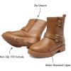 DREAM PAIRS Girls Ankle Boots Waterproof Side Zipper Booties for Little Kid/Big Kid(Camel)