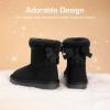 DREAM PAIRS Girls Boots Kids Winter Faux Fur Warm Snow Ankle FuzzyChic Kid’s Bow Boots for Toddler/Little Kid(Black)