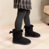 DREAM PAIRS Girls Boots Kids Winter Faux Fur Warm Snow Ankle FuzzyChic Kid’s Bow Boots for Toddler/Little Kid(Black)