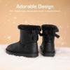 DREAM PAIRS Girls Boots Kids Winter Faux Fur Warm Snow Ankle FuzzyChic Kid’s Bow Boots for Toddler/Little Kid(Black/Glitter)