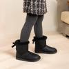 DREAM PAIRS Girls Boots Kids Winter Faux Fur Warm Snow Ankle FuzzyChic Kid’s Bow Boots for Toddler/Little Kid(Black/Glitter)