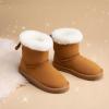 DREAM PAIRS Girls Boots Kids Winter Faux Fur Warm Snow Ankle FuzzyChic Kid’s Bow Boots for Toddler/Little Kid(Chestnut)