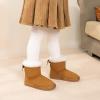 DREAM PAIRS Girls Boots Kids Winter Faux Fur Warm Snow Ankle FuzzyChic Kid’s Bow Boots for Toddler/Little Kid(Chestnut)