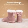DREAM PAIRS Girls Boots Kids Winter Faux Fur Warm Snow Ankle FuzzyChic Kid’s Bow Boots for Toddler/Little Kid(Pink)