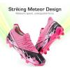 DREAM PAIRS Girls Boys Soccer Cleats Youth Firm Groud Outdoor Sports Athletic Mid-top Football Shoes for Little/Big Kid(Hot Pink/Black)