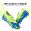 DREAM PAIRS Girls Boys Soccer Cleats Youth Firm Groud Outdoor Sports Athletic Mid-top Football Shoes for Little/Big Kid(Royal Blue/Neon Green)