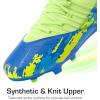 DREAM PAIRS Girls Boys Soccer Cleats Youth Firm Groud Outdoor Sports Athletic Mid-top Football Shoes for Little/Big Kid(Royal Blue/Neon Green)