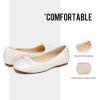 DREAM PAIRS Girls Dress Shoes Flower Girl Slip-on Bow Ballet Flats for Wedding, Party, School (Little Kid/Big Kid)(Beige/White)