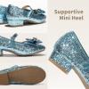 DREAM PAIRS Girls Dress Shoes Princess Shoes for Toddler Little Girl Mary Jane Low Heels Glitter Flower Party Wedding Footwear(Blue)