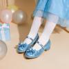 DREAM PAIRS Girls Dress Shoes Princess Shoes for Toddler Little Girl Mary Jane Low Heels Glitter Flower Party Wedding Footwear(Blue)