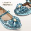 DREAM PAIRS Girls Dress Shoes Princess Shoes for Toddler Little Girl Mary Jane Low Heels Glitter Flower Party Wedding Footwear(Blue)
