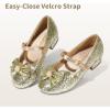 DREAM PAIRS Girls Dress Shoes Princess Shoes for Toddler Little Girl Mary Jane Low Heels Glitter Flower Party Wedding Footwear(Gold)