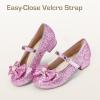 DREAM PAIRS Girls Dress Shoes Princess Shoes for Toddler Little Girl Mary Jane Low Heels Glitter Flower Party Wedding Footwear(Pink)