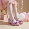 DREAM PAIRS Girls Dress Shoes Princess Shoes for Toddler Little Girl Mary Jane Low Heels Glitter Flower Party Wedding Footwear(Pink)