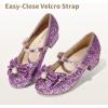DREAM PAIRS Girls Dress Shoes Princess Shoes for Toddler Little Girl Mary Jane Low Heels Glitter Flower Party Wedding Footwear(Purple)