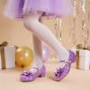 DREAM PAIRS Girls Dress Shoes Princess Shoes for Toddler Little Girl Mary Jane Low Heels Glitter Flower Party Wedding Footwear(Purple)